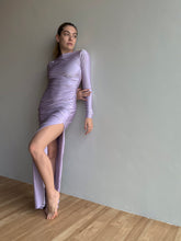 Load image into Gallery viewer, Lavender Draped Bodycon Dress