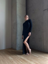 Load image into Gallery viewer, Black Draped Bodycon Dress