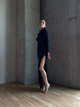 Load image into Gallery viewer, Black Draped Bodycon Dress