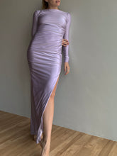 Load image into Gallery viewer, Lavender Draped Bodycon Dress
